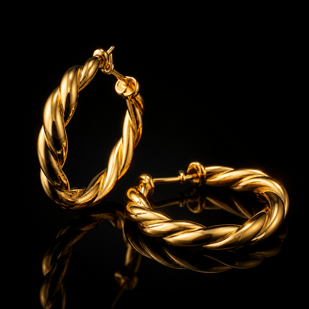 The Corde Hoops — twisted gold rope hoop earrings