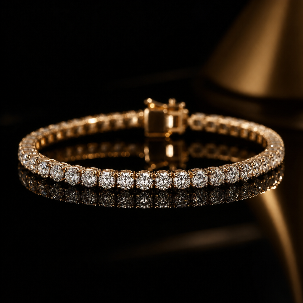 The Éclat Line — a diamond tennis bracelet in gold